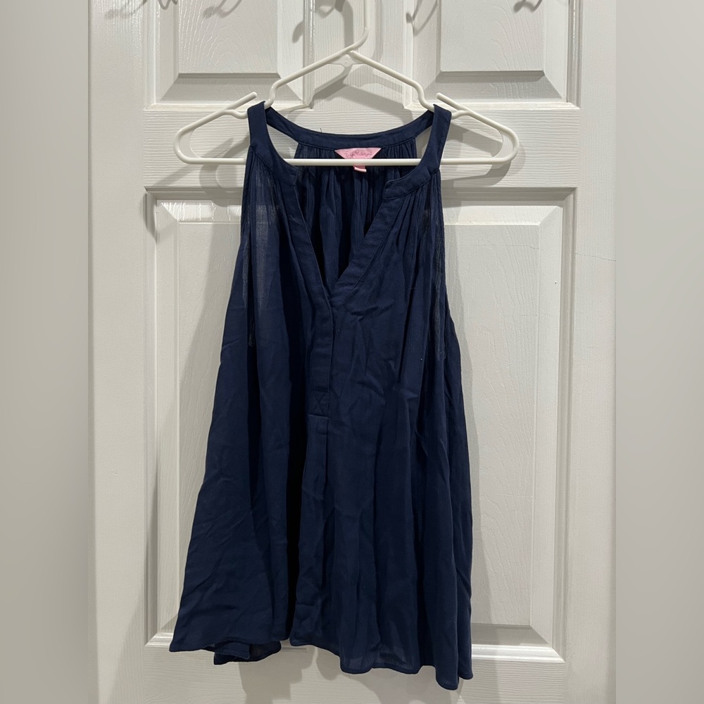 Lilly Pulitzer ladies Navy Blue swing tank top sz L